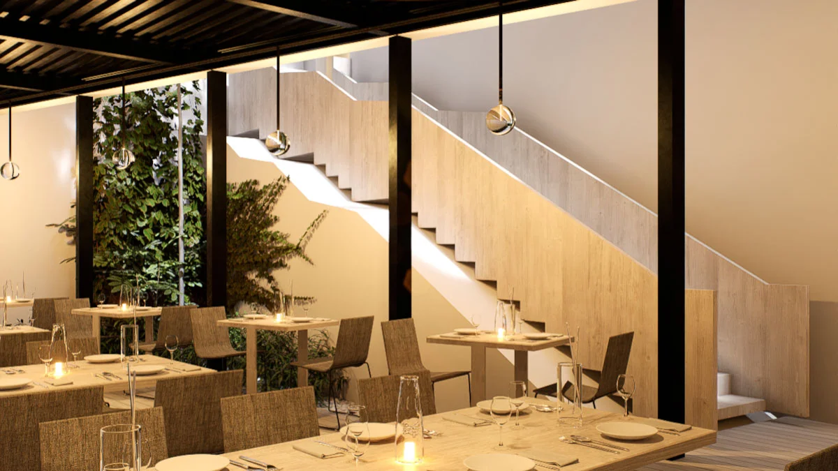 Restaurante Urbane Mexico. Vista de la escalera. By Ethelett.