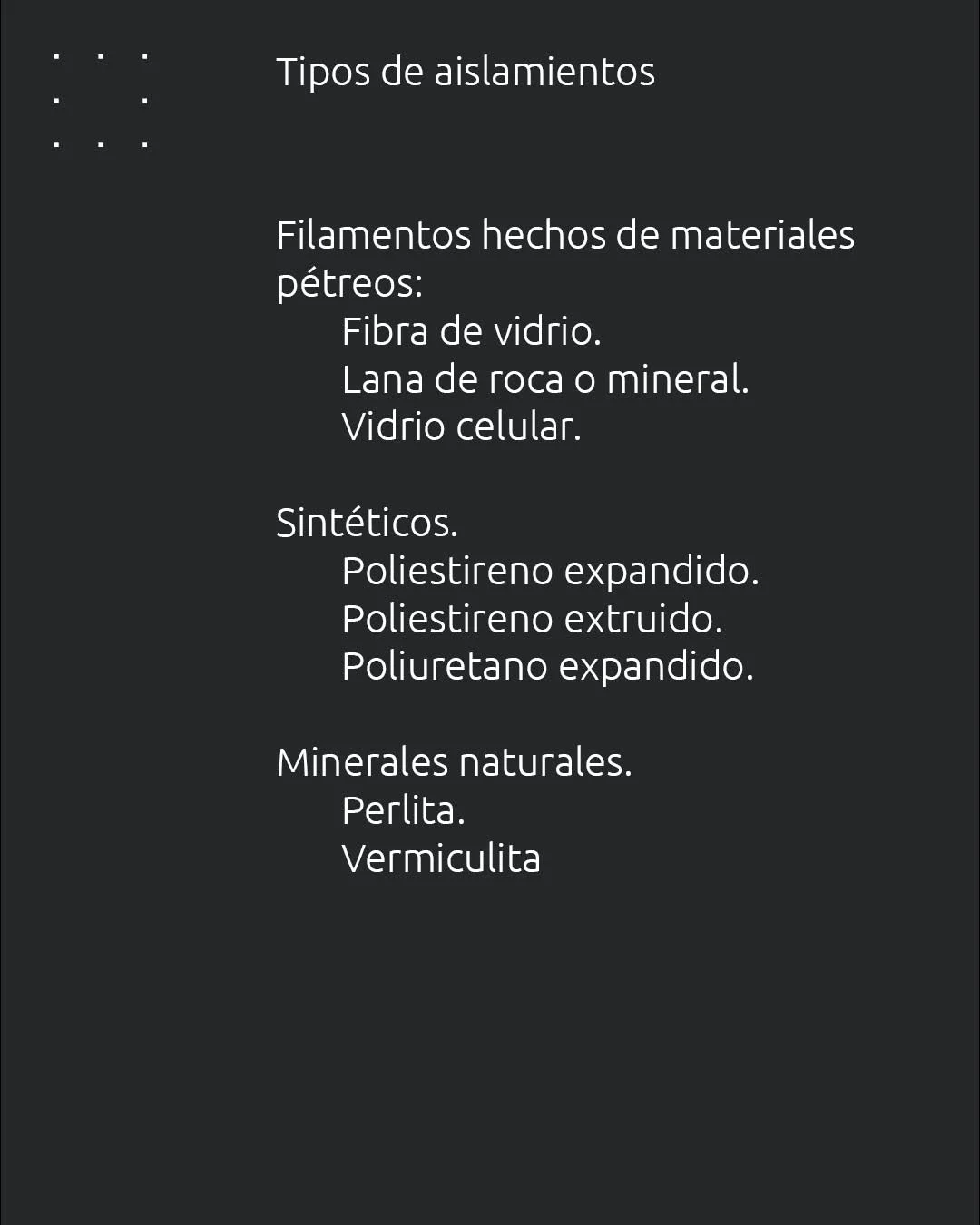 Tipos de aislamientos