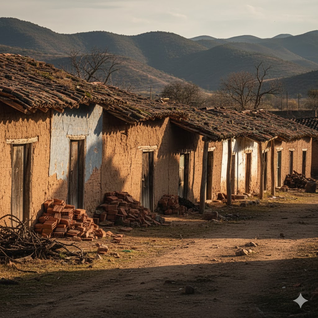 Representación de construcciones de adobe vinculadas con atraso