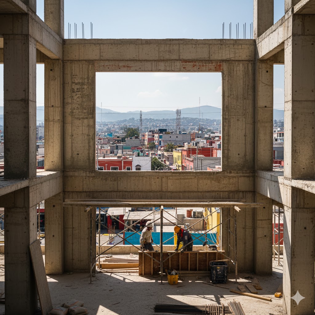 Construcción de un marco estructural contínuo de concreto armado